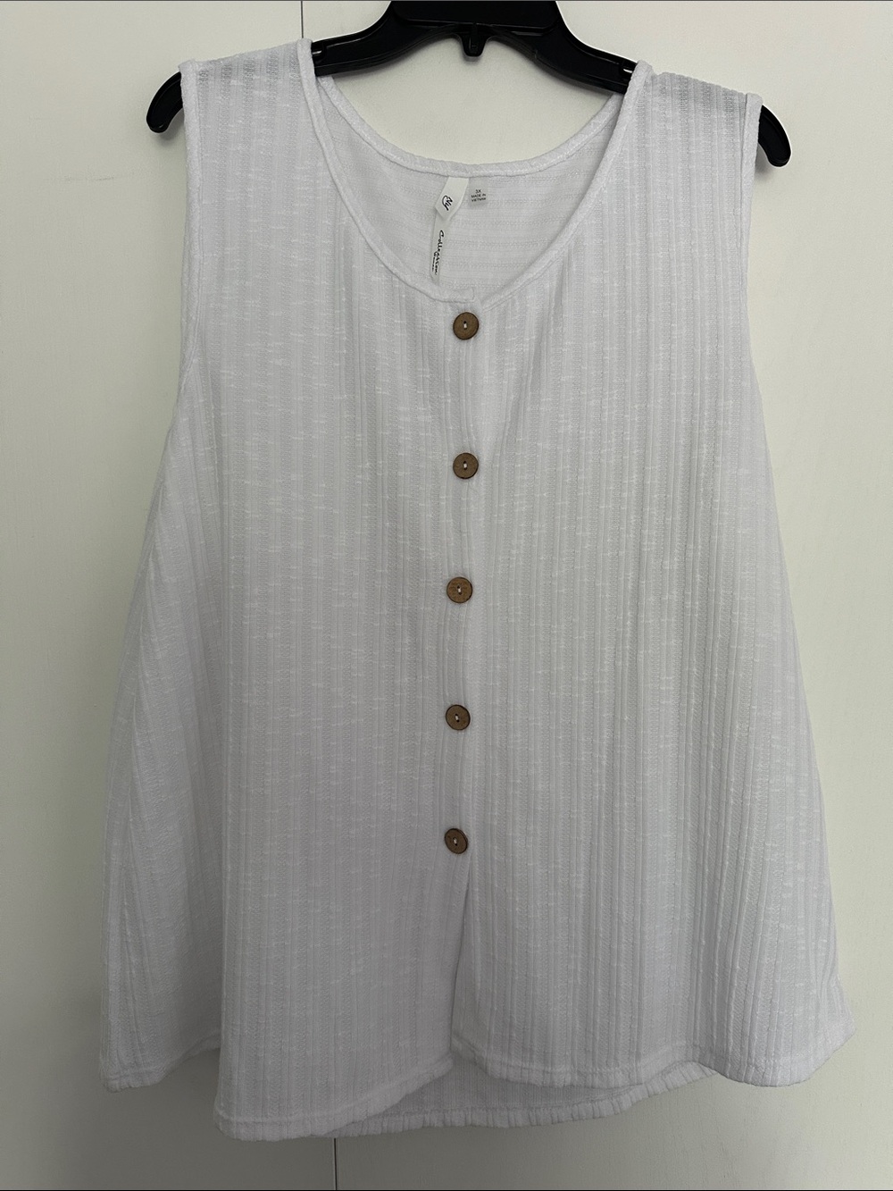 NY Collection Sleeveless White Button-Front Women's Top